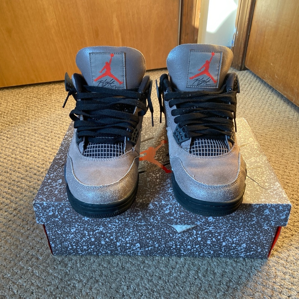 Jordan Gray and Black Athletic Shoes with High-Top Design and Textured Upper
